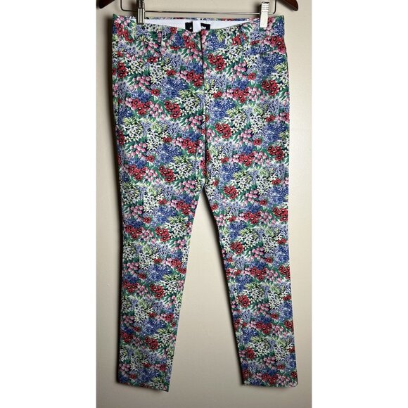 TALBOTS Spring Floral Print Polyester Perfect Crop Skimmer Pants US Sz 2 No Tag - Picture 1 of 16